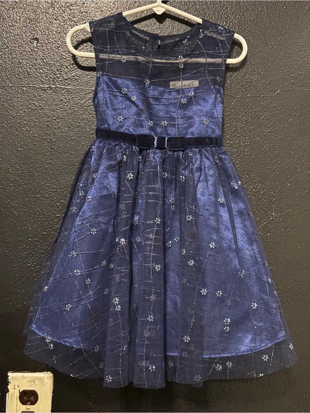 Jona Michelle Navy Blue Sparkle Overlay Party Dress 3T